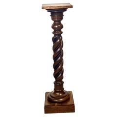 French Antique Turned Wooden Pedestal Column