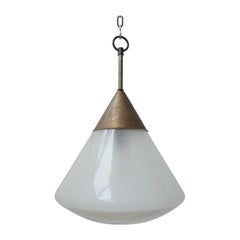 French Antique Two Tone Conical Pendant Light