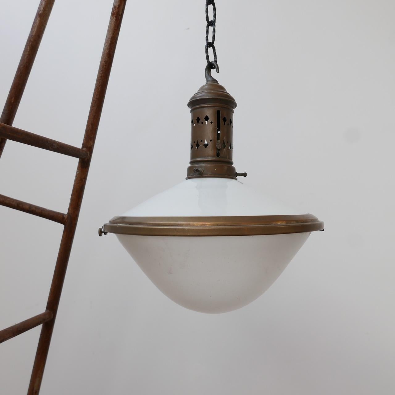 20th Century French Antique Two Tone Pendant Light