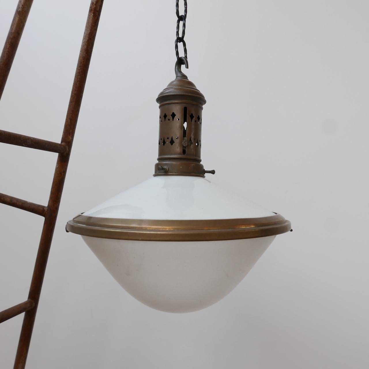French Antique Two Tone Pendant Light 1