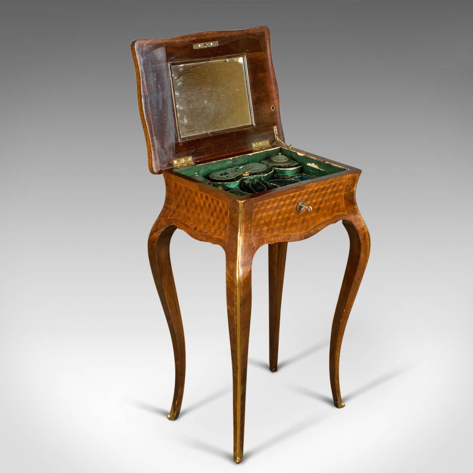 French Antique Vanity Table, Jewelry Box, Kingwood, 19th Century, circa 1880 In Good Condition In Hele, Devon, GB