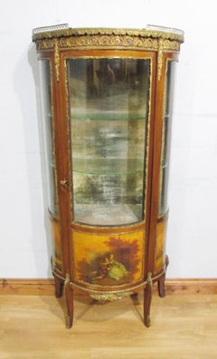 Vitrine française ancienne peinte Vernis Martin Display Cabinet 1880
