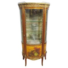 French Used Vitrine Painted Vernis Martin Display Cabinet 1880