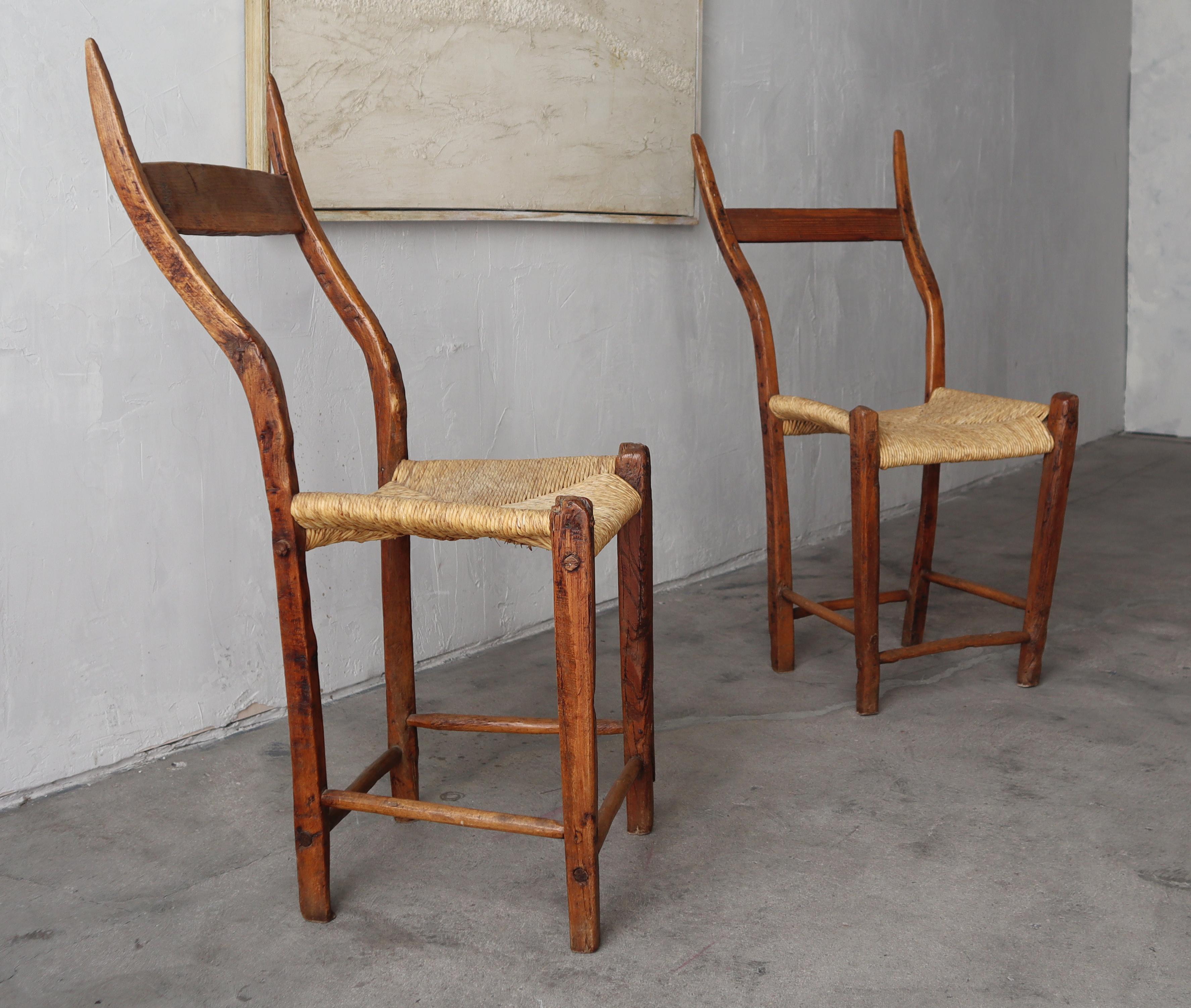 TWO CHAIRS AVAILABLE

Beautiful chairs full of Wabi-Sabi style. French craftsmanship, antique 1800's with rush seating and an imperfect wooden structure. The handmade craftsmanship details on these chairs is unmatched. 

Chairs are in excellent,