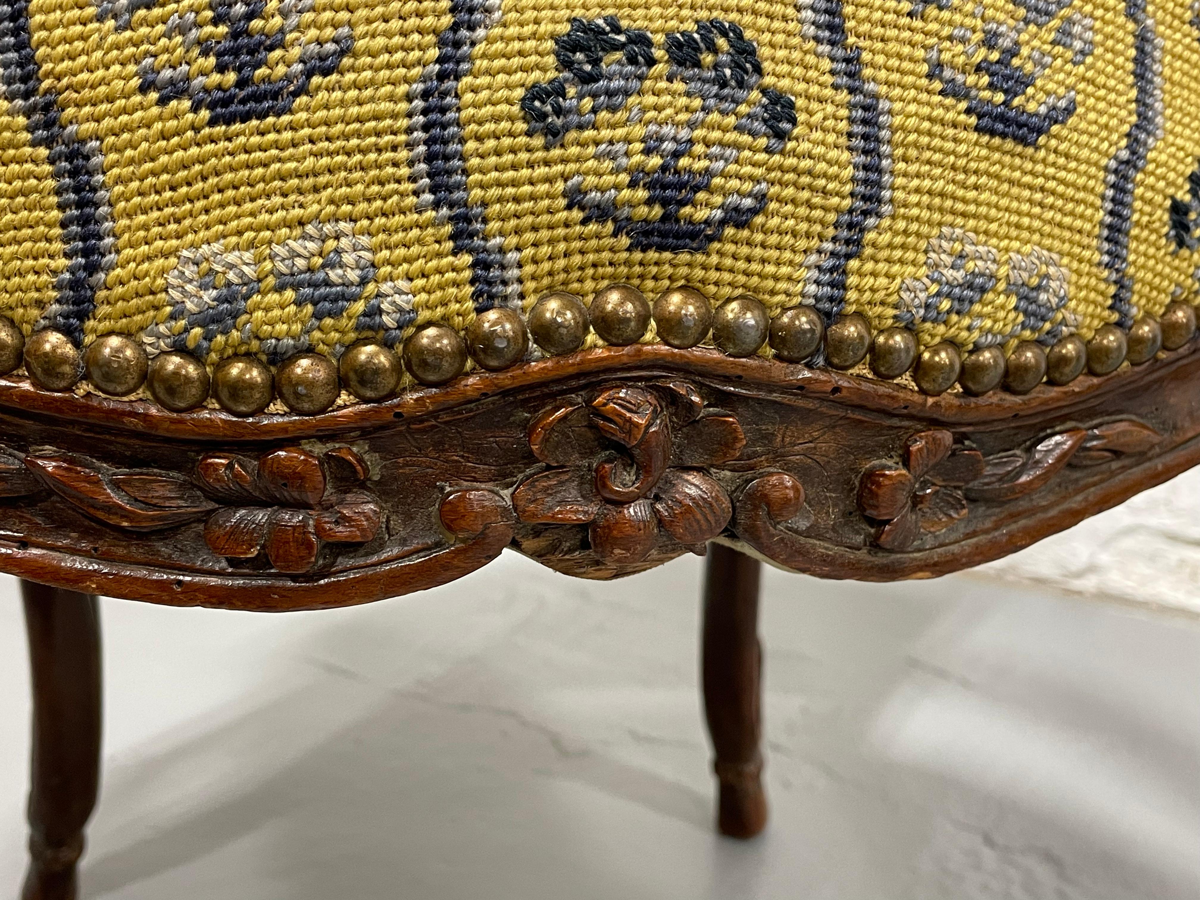 Tapestry French Antique Walnut Louis XV Armchair, c. 1770 For Sale