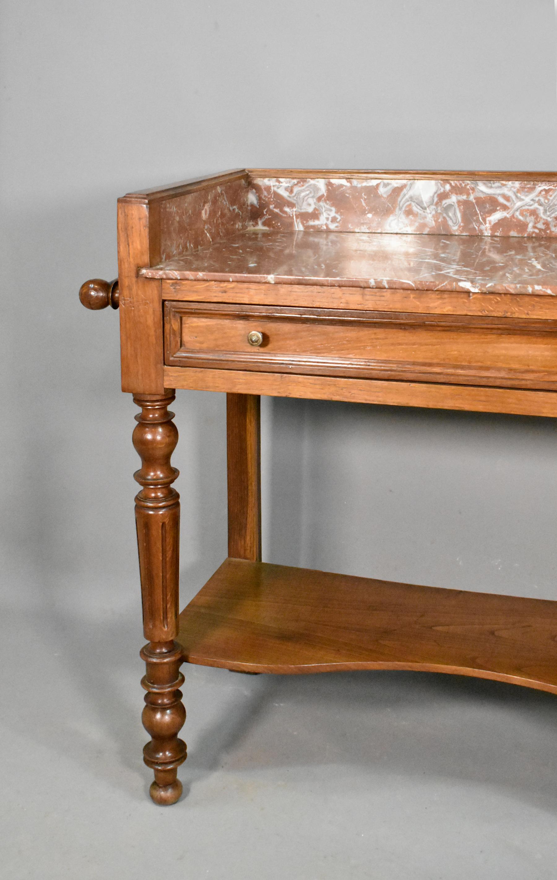 French Antique Washstand in Oak Louis Philippe Style 1