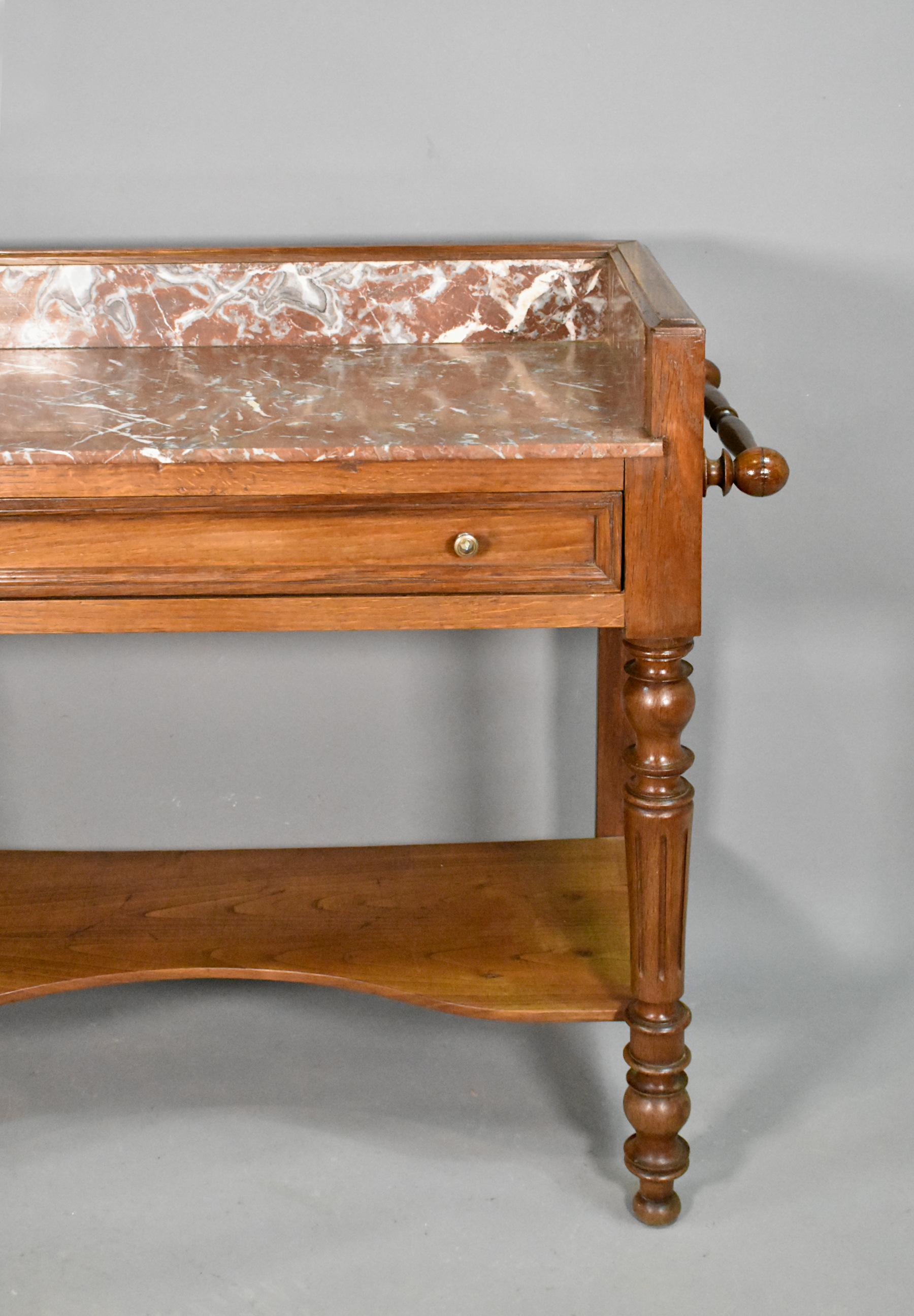 French Antique Washstand in Oak Louis Philippe Style 2