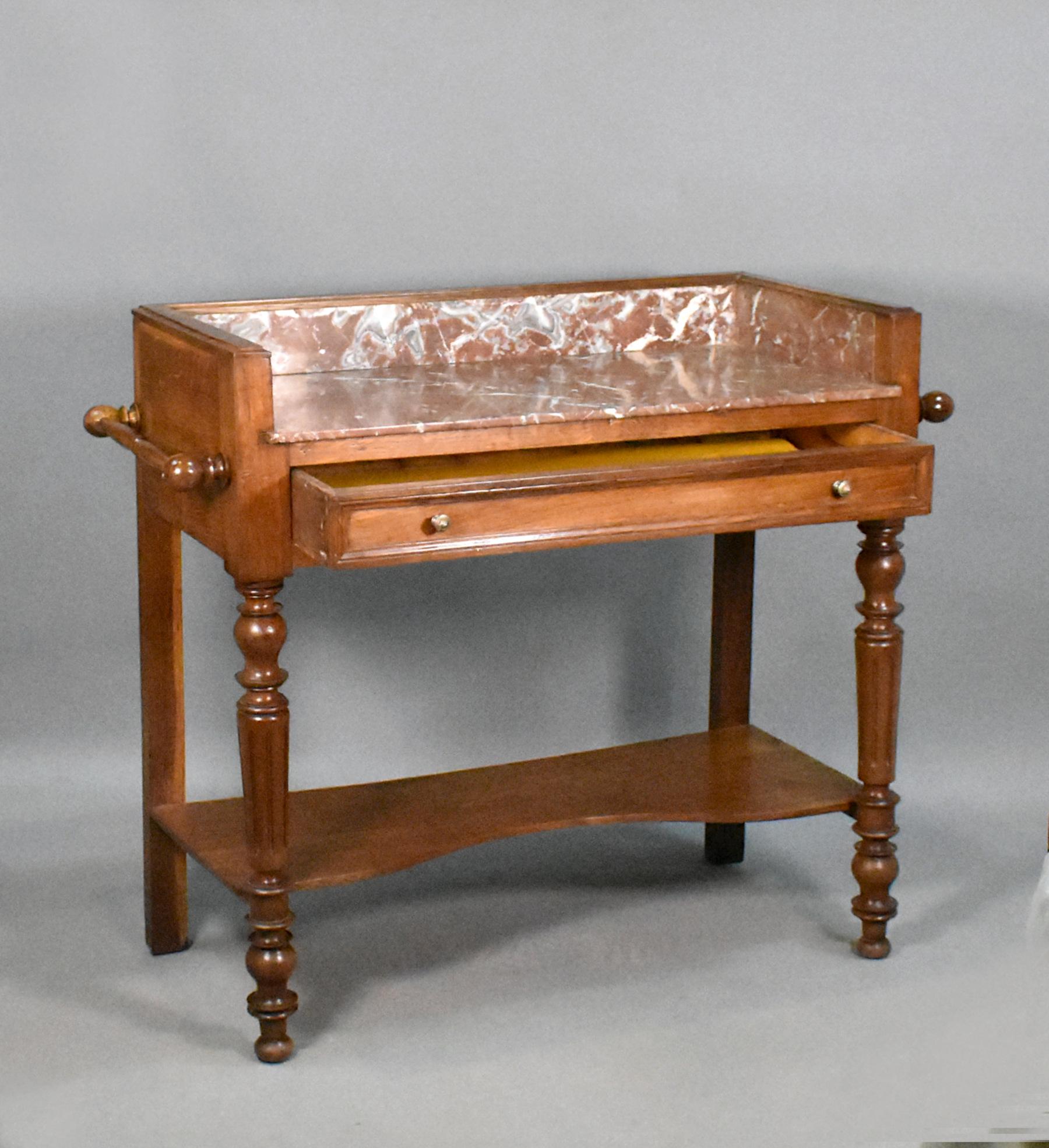 French Antique Washstand in Oak Louis Philippe Style 3