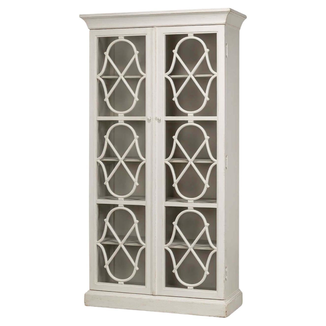 French Antique White Display Cabinet