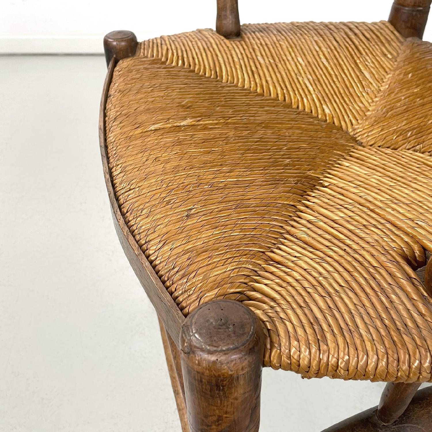 Französisch antiken Holz Eiche und Stroh Stuhl mit Armlehnen Dekorationen, Ende 1800er im Angebot 7