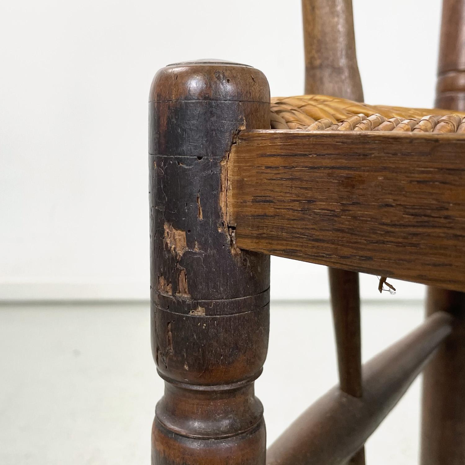 Französisch antiken Holz Eiche und Stroh Stuhl mit Armlehnen Dekorationen, Ende 1800er im Angebot 9