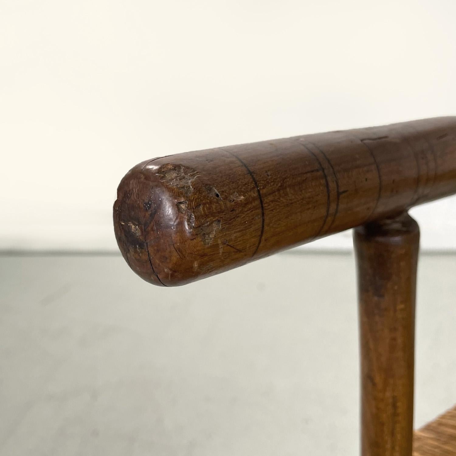 Französisch antiken Holz Eiche und Stroh Stuhl mit Armlehnen Dekorationen, Ende 1800er im Angebot 10