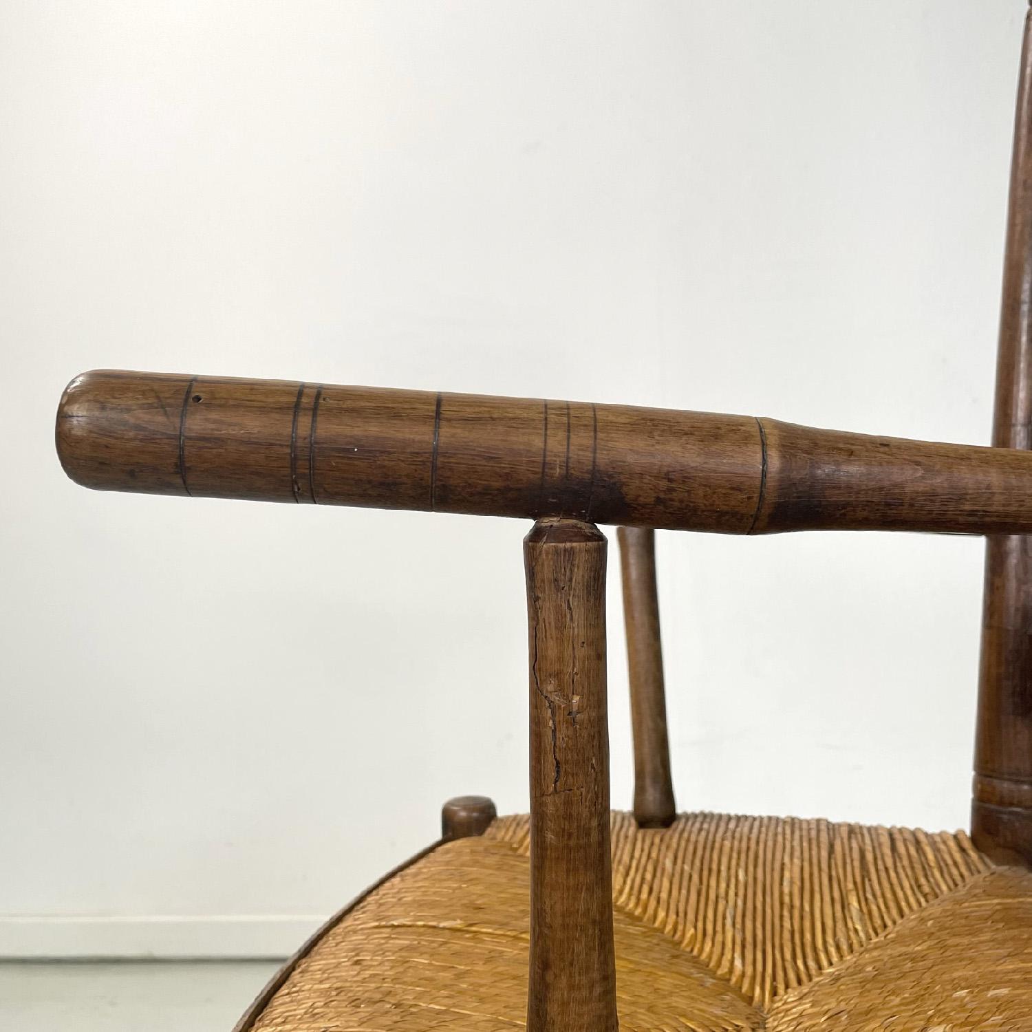 Französisch antiken Holz Eiche und Stroh Stuhl mit Armlehnen Dekorationen, Ende 1800er im Angebot 4