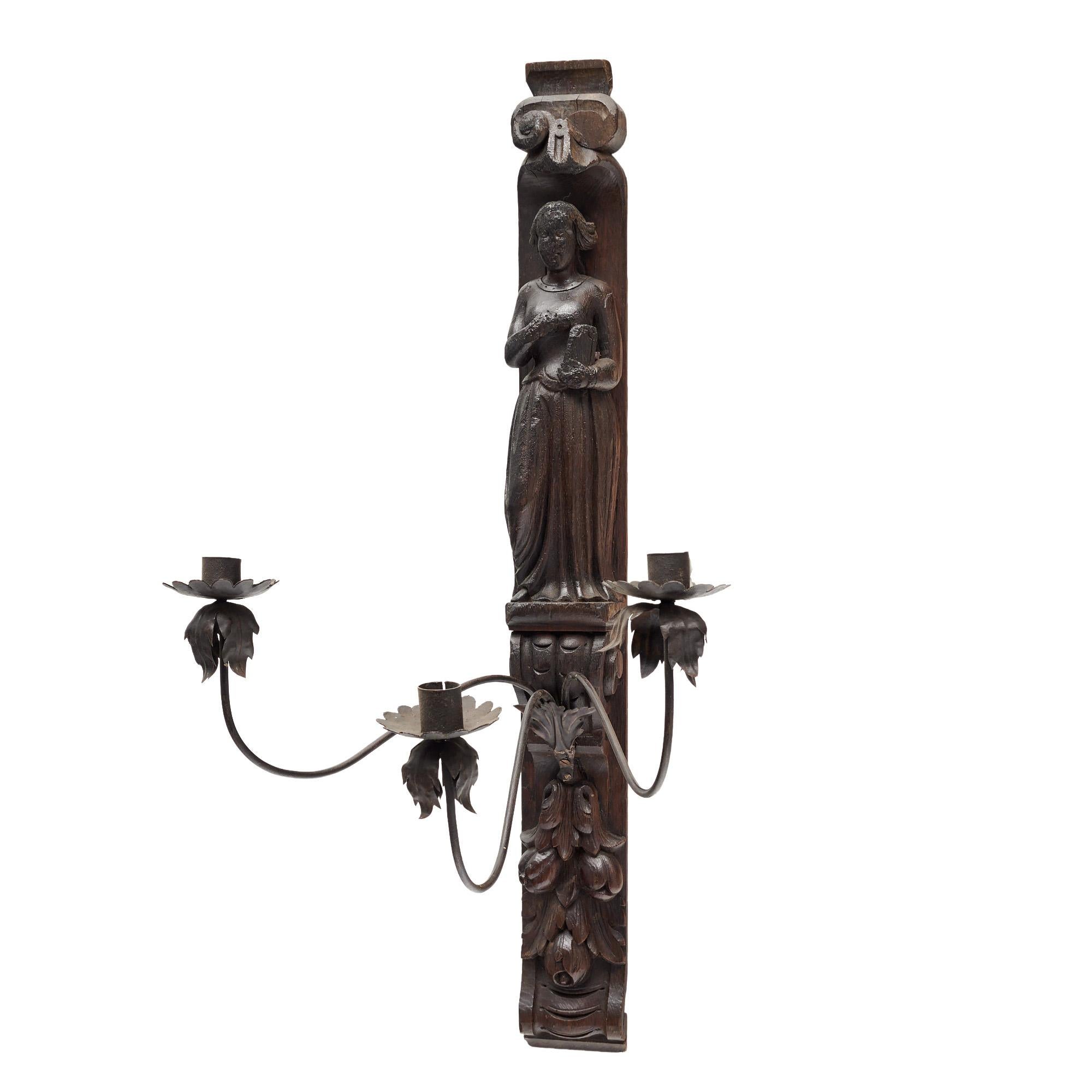 Metallo Scontrino a candela in legno Antique French in vendita