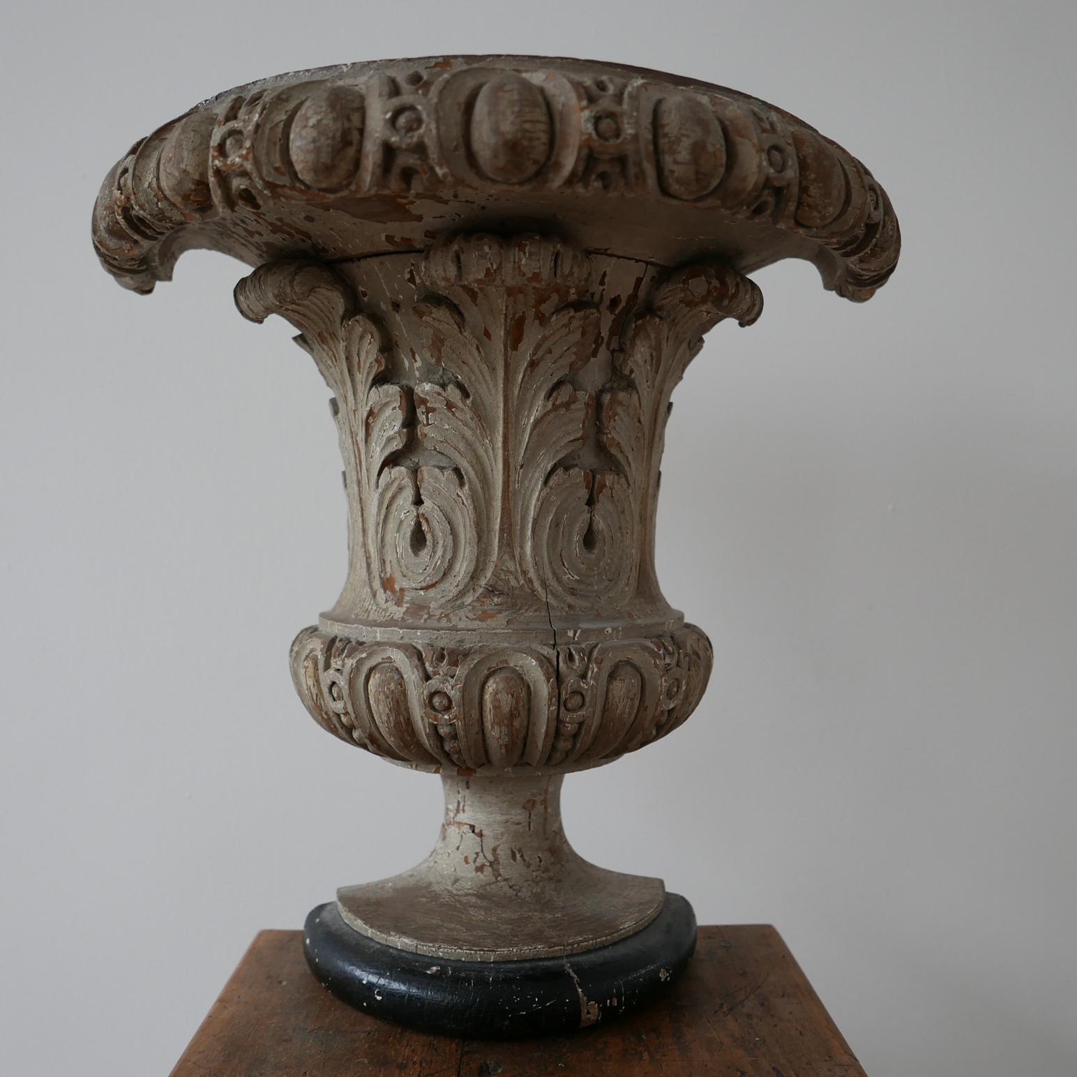 French Antique Wooden Decorative Urn Shelf or Plinth  3