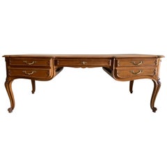 French Antique Writing Desk Louis XV Style, Varnished and in Walnut