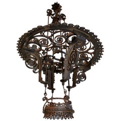 French Antique wrought iron chandelier
