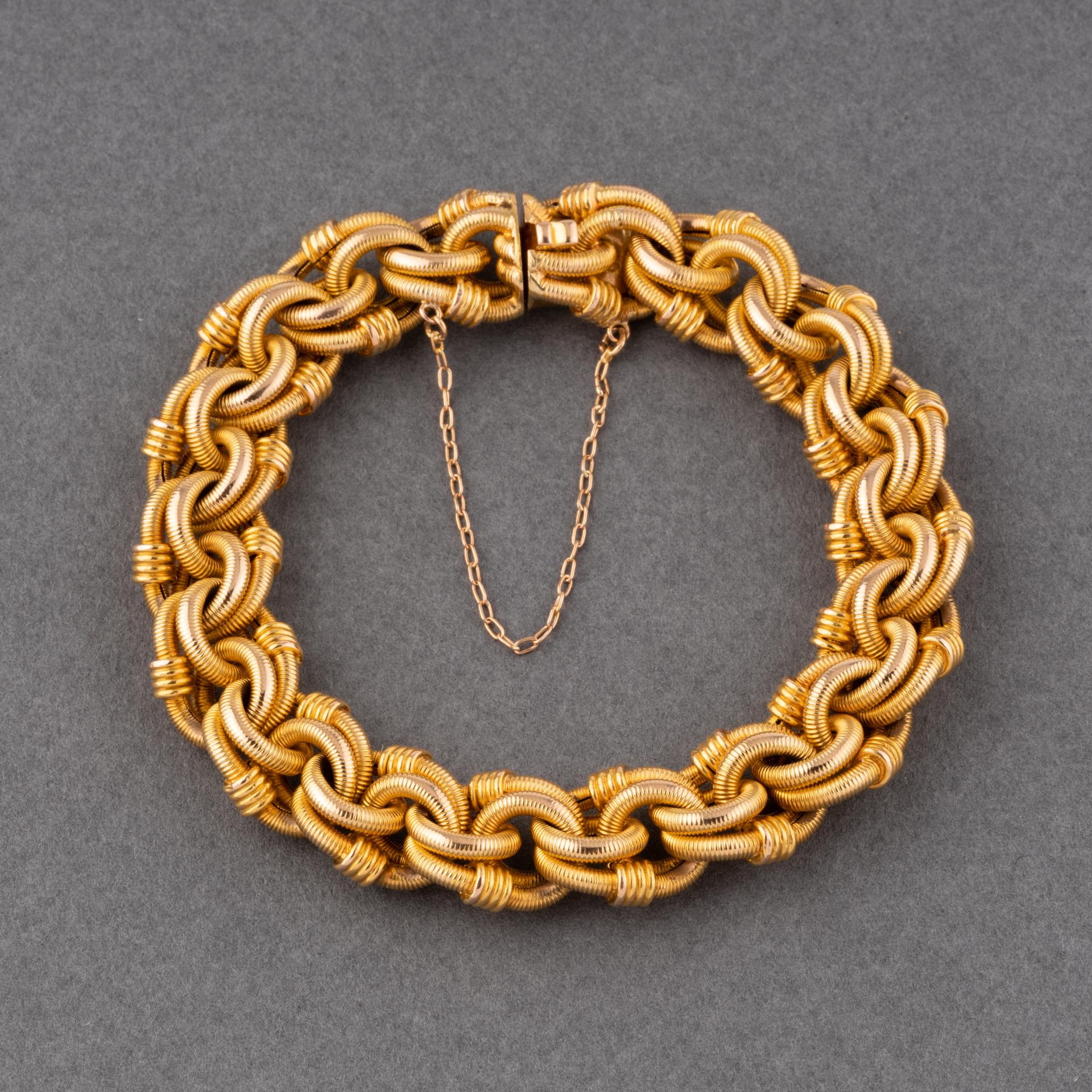 French Antique Yellow Gold Bracelet In Good Condition For Sale In Saint-Ouen, FR