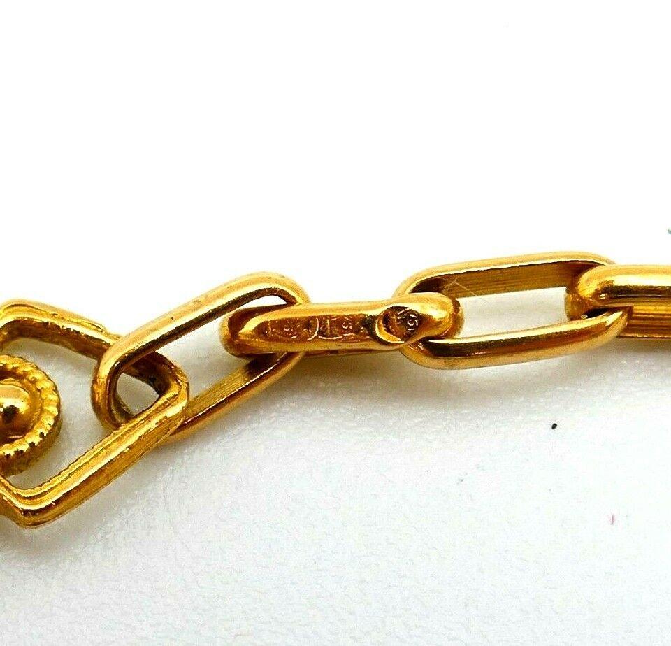 Französische antike filigrane Uhrenkette, Halskette, Gelbgold für Damen oder Herren
