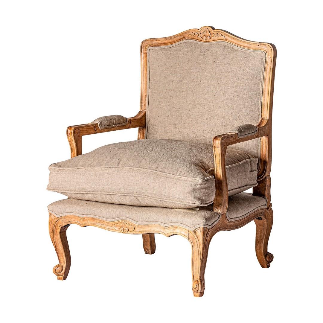 French Antiques Louis XV Design Wooden And Fabric Bergere Armchair For Sale 3