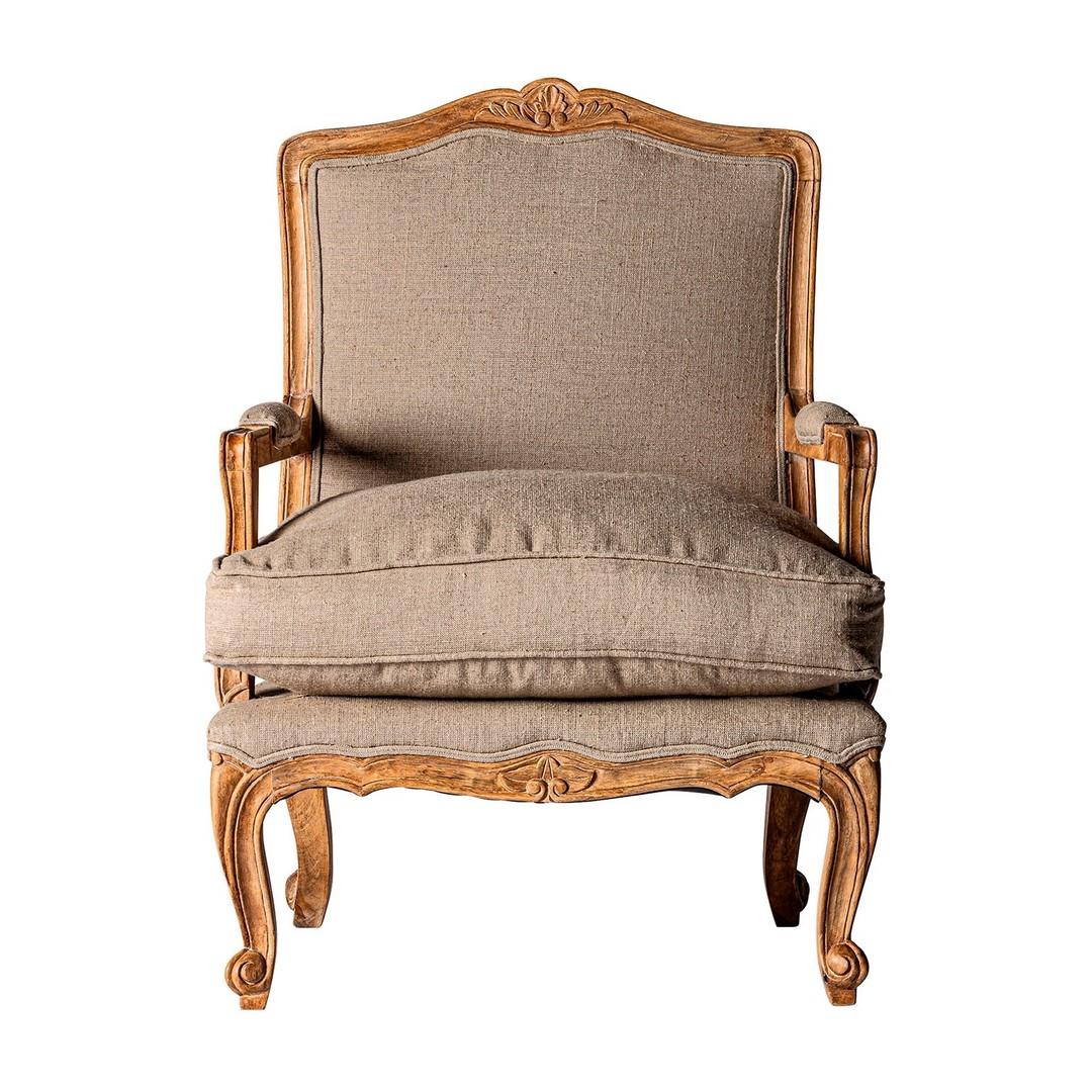 French Antiques Louis XV Design Wooden And Fabric Bergere Armchair For Sale 4