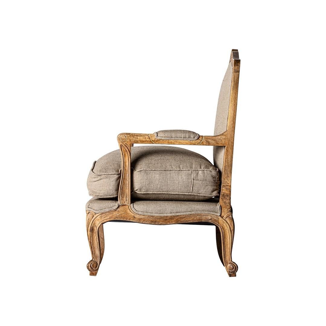 Bergere-Sessel aus Holz und Stoff im Louis-XV-Design mit Holz- und Stoffbezug im Angebot 4