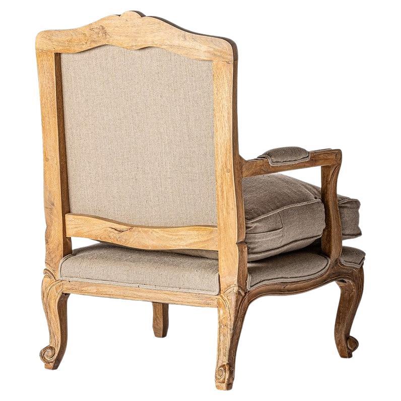 French Antiques Louis XV Design Wooden And Fabric Bergere Armchair For Sale