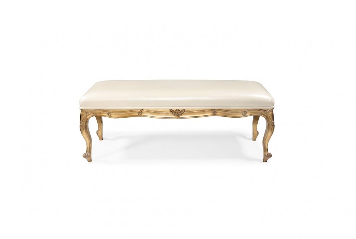 A stunning French Antoine Louis XV ottoman stool, 20th century

Shown in gold leaf, the Antoine Louis XV ottoman features curved legs en cabriolet and incredible hand-carving throughout.

Handcrafted in cherry wood, oak, mahogany or painted.