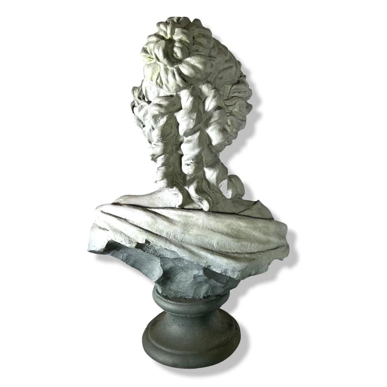 Contemporary French Antoinette style Faux Stone Maiden Bust For Sale