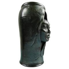 Vaso francese in ceramica antropomorfa degli anni '50 1950 Francia