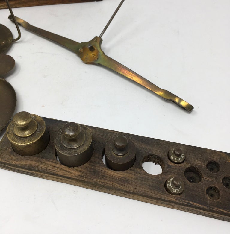 French Apothecary Brass Scales, circa 1800s 6