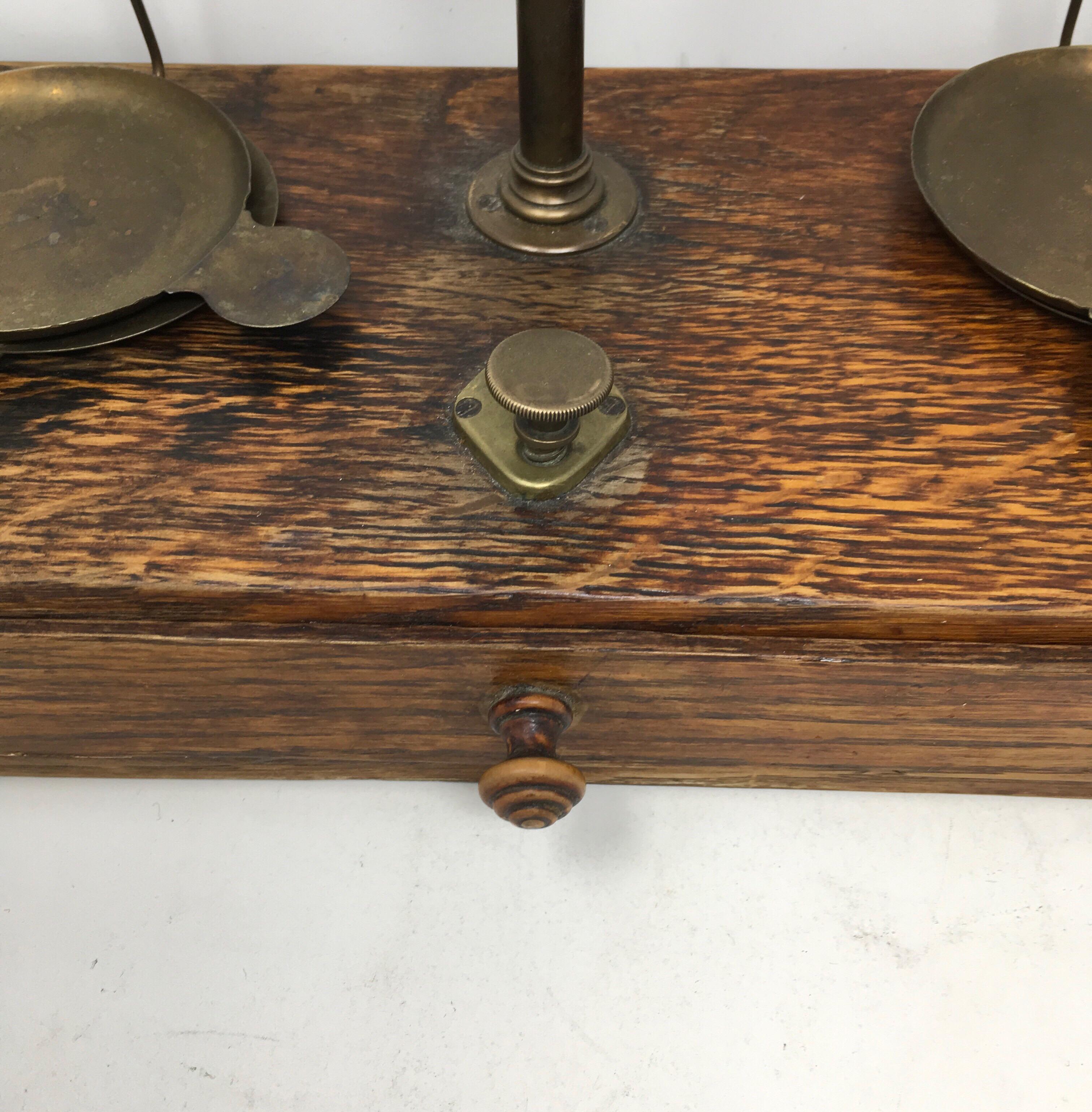 French Apothecary Brass Scales, circa 1800s In Good Condition In Houston, TX