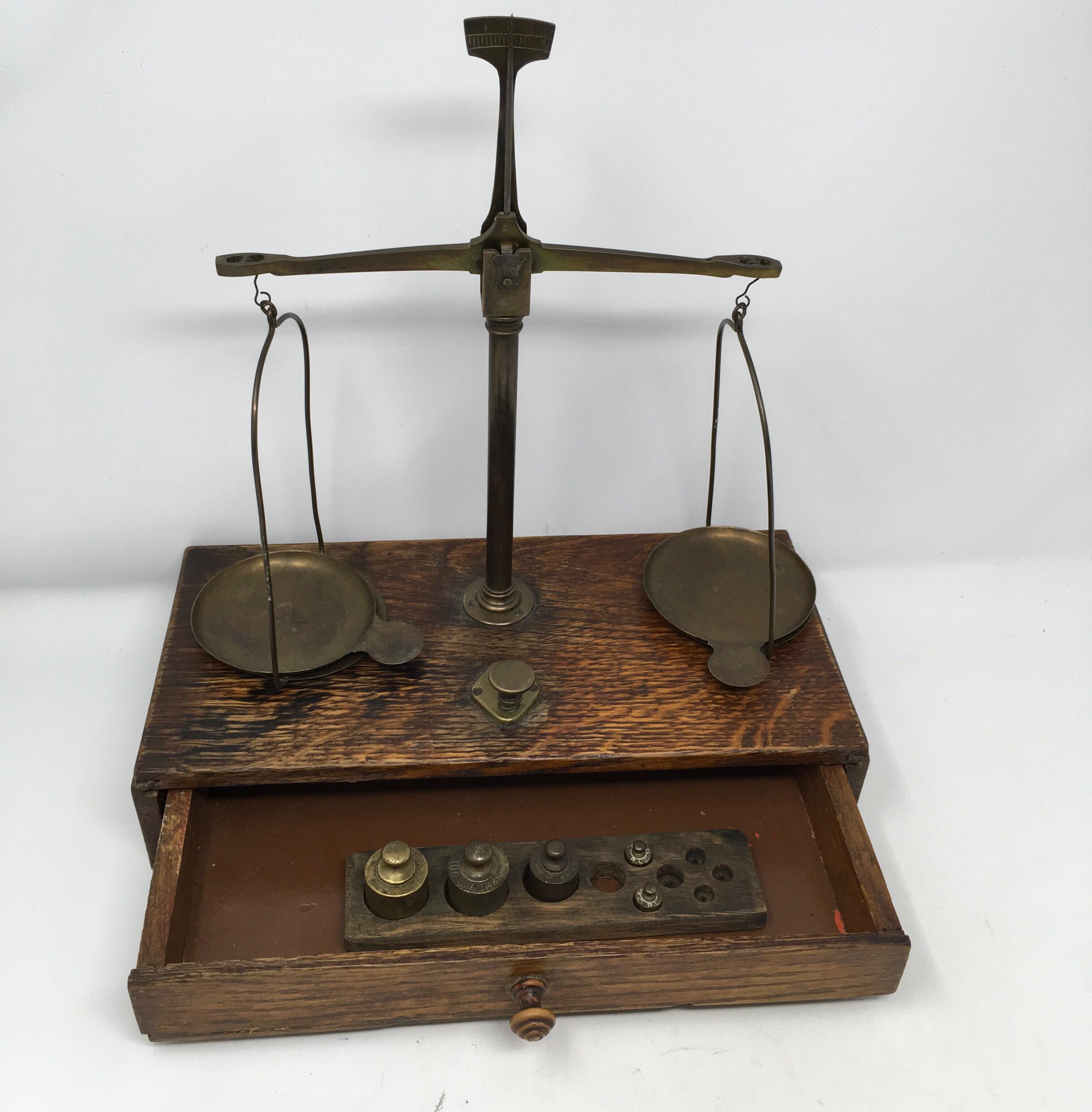 19th Century French Apothecary Brass Scales, circa 1800s