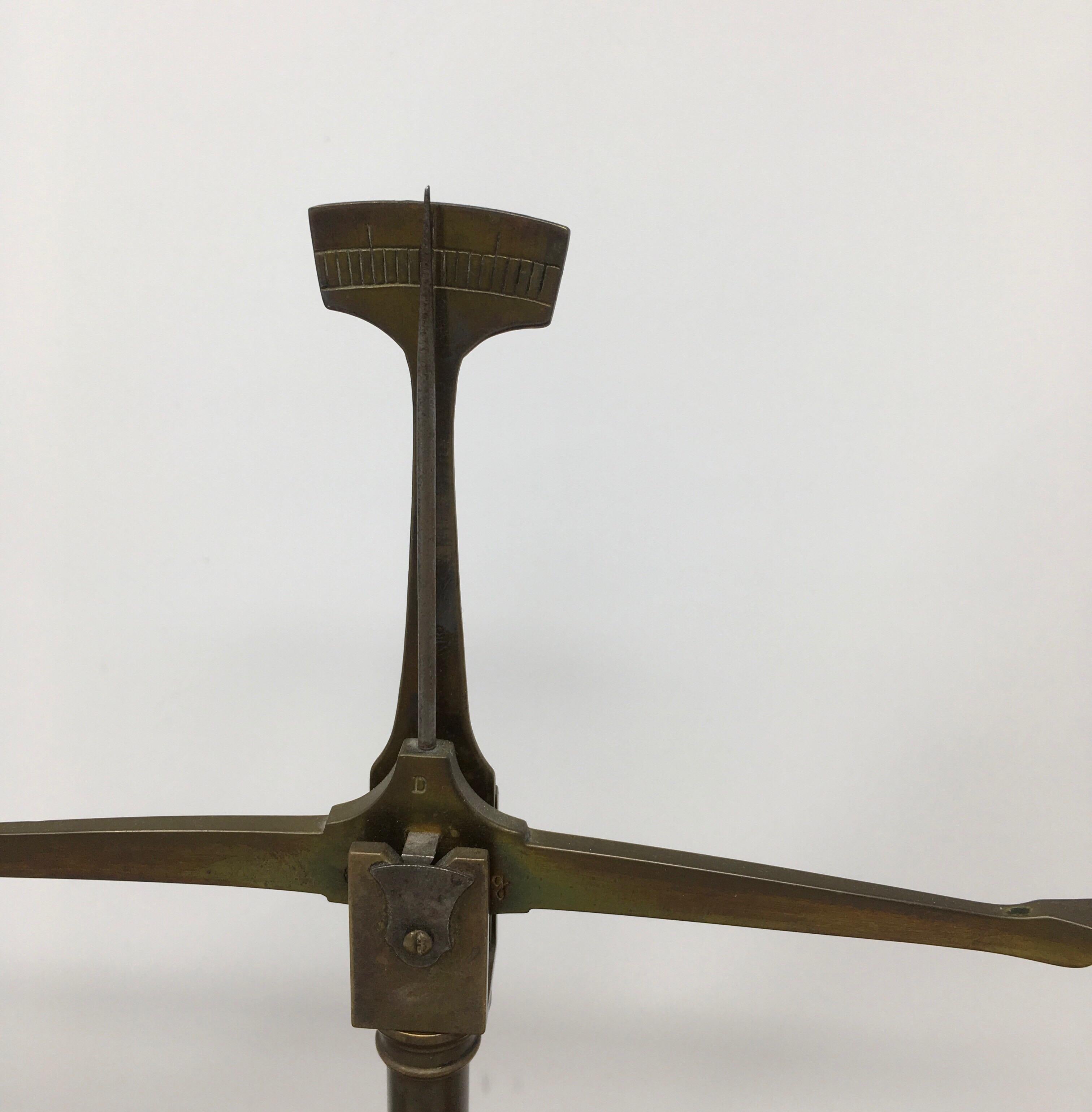 French Apothecary Brass Scales, circa 1800s 2