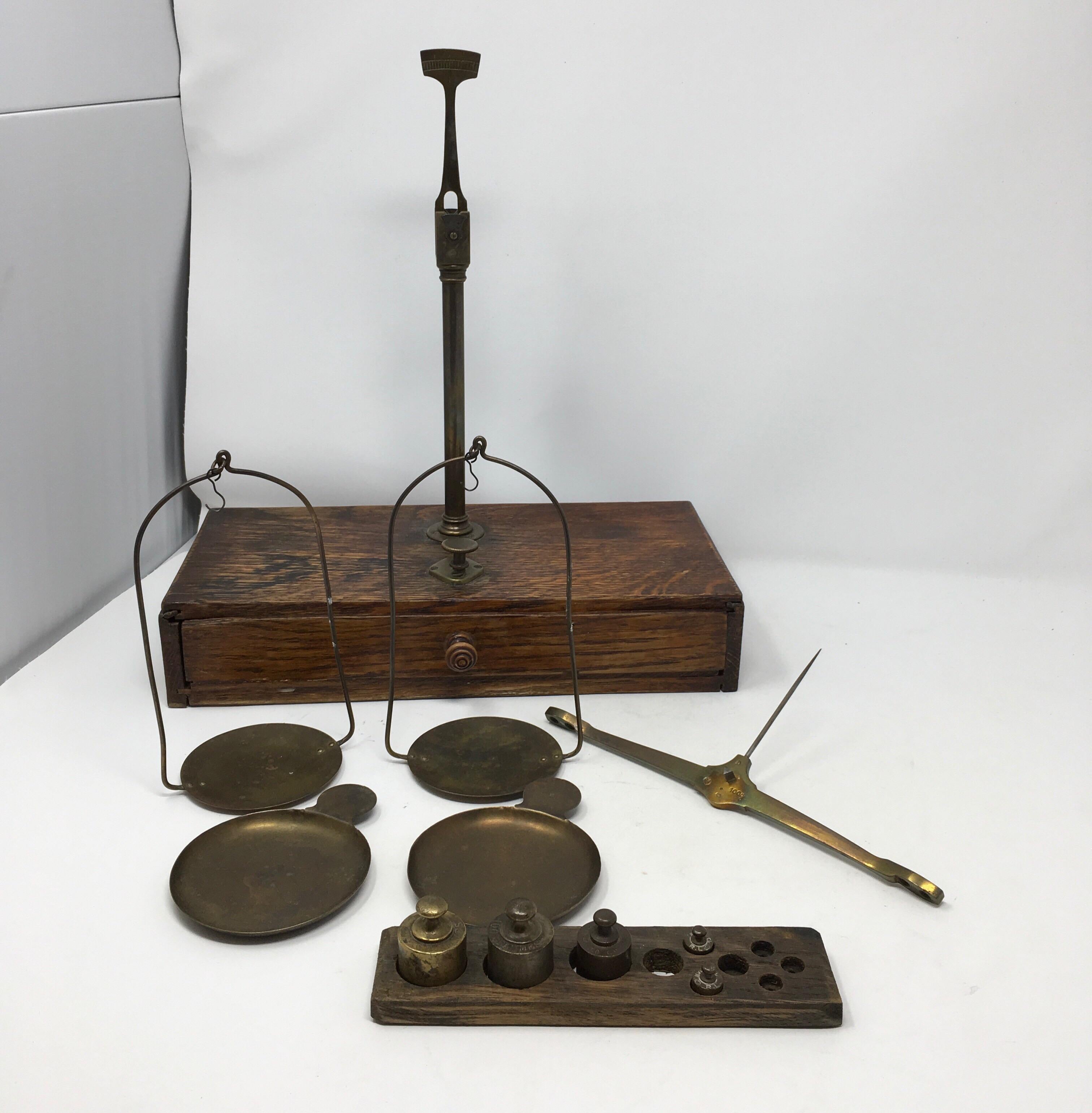 French Apothecary Brass Scales, circa 1800s 4