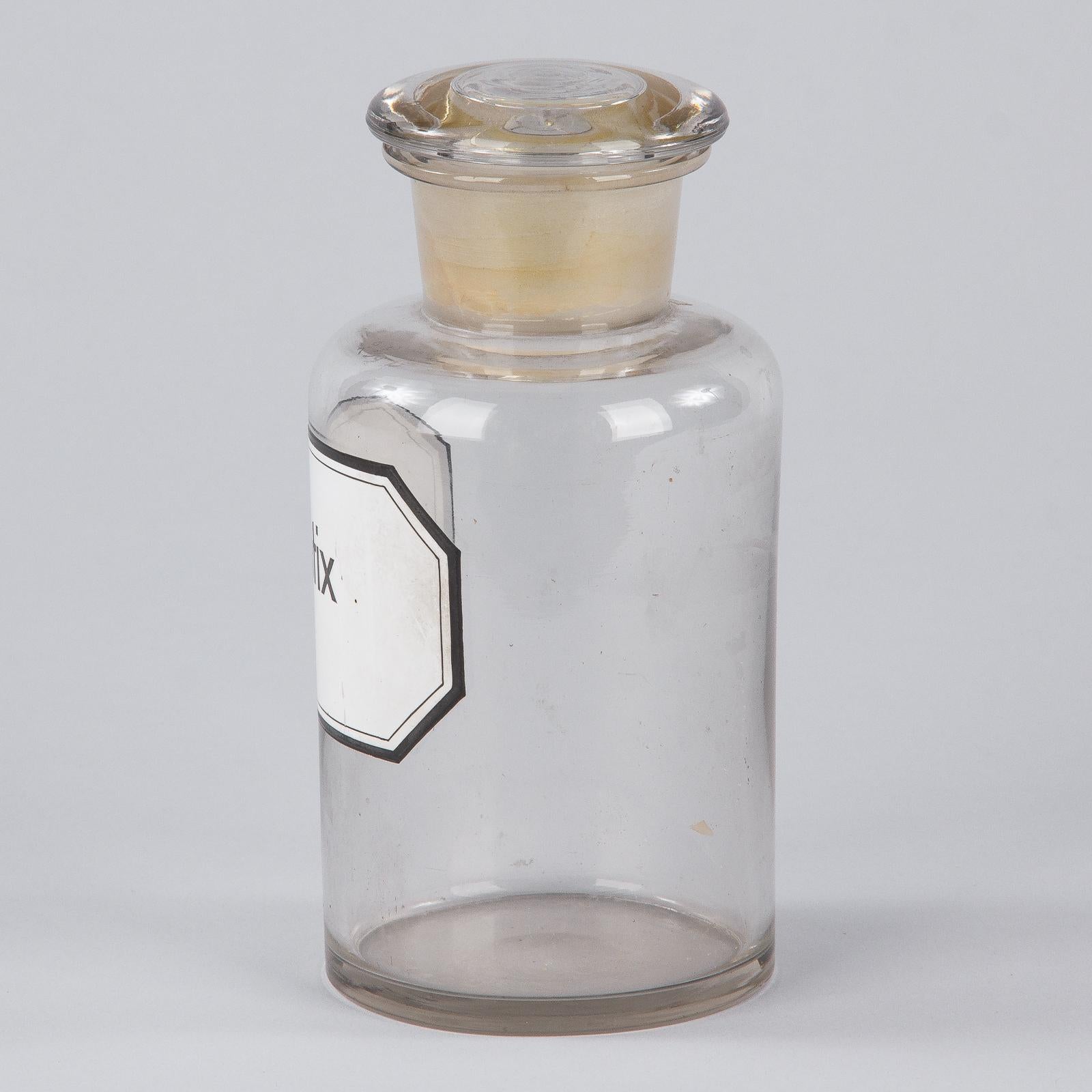 French Apothecary Glass Jar from Alsace Region, Early 1900s 8