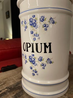 Big French Apothecary Jar Opium 19th Porcelain Limoges Drug Cocain Psychedelic