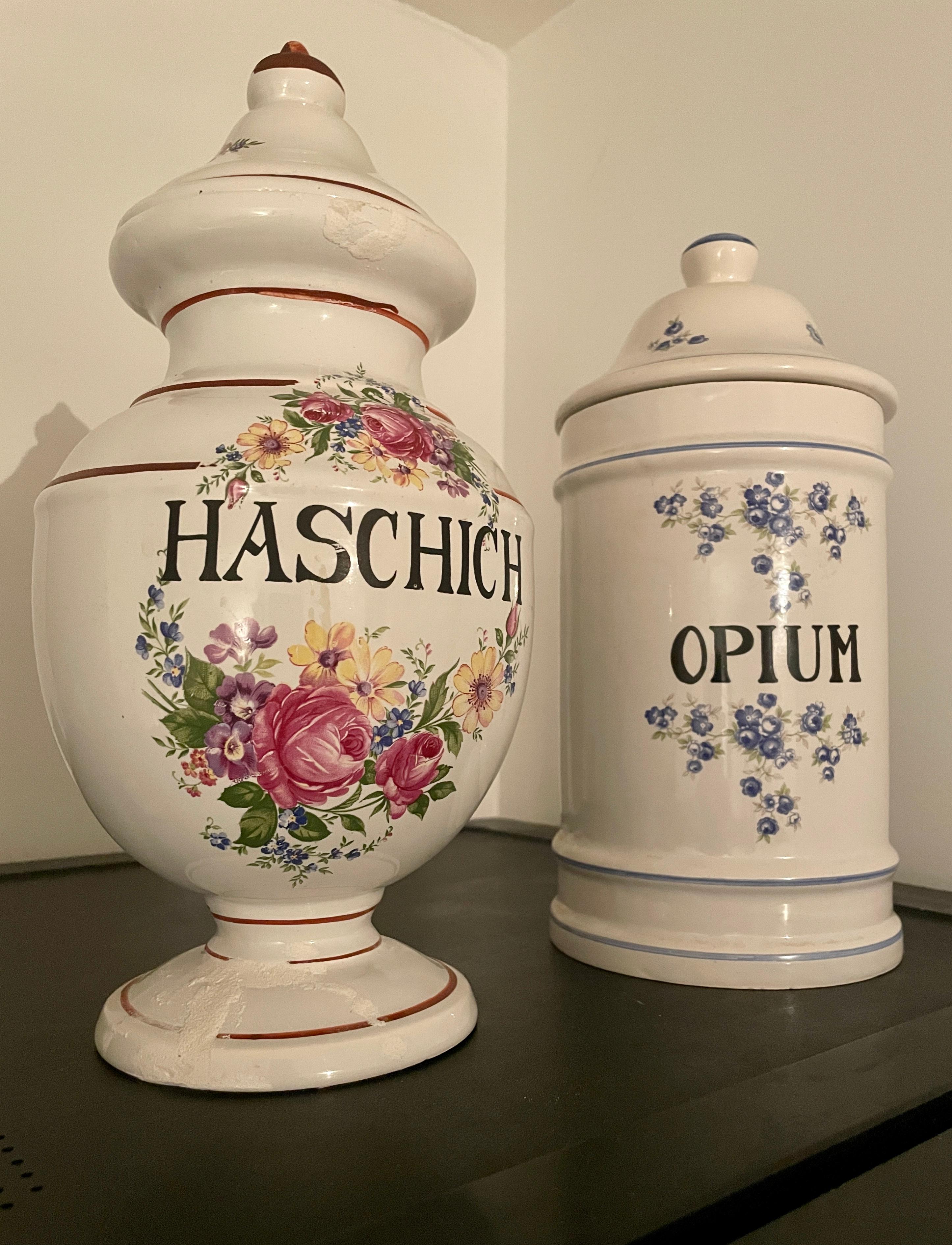 Big French Apothecary Jar Opium 19th Porcelain Limoges Drug Cocain Psychedelic For Sale 1
