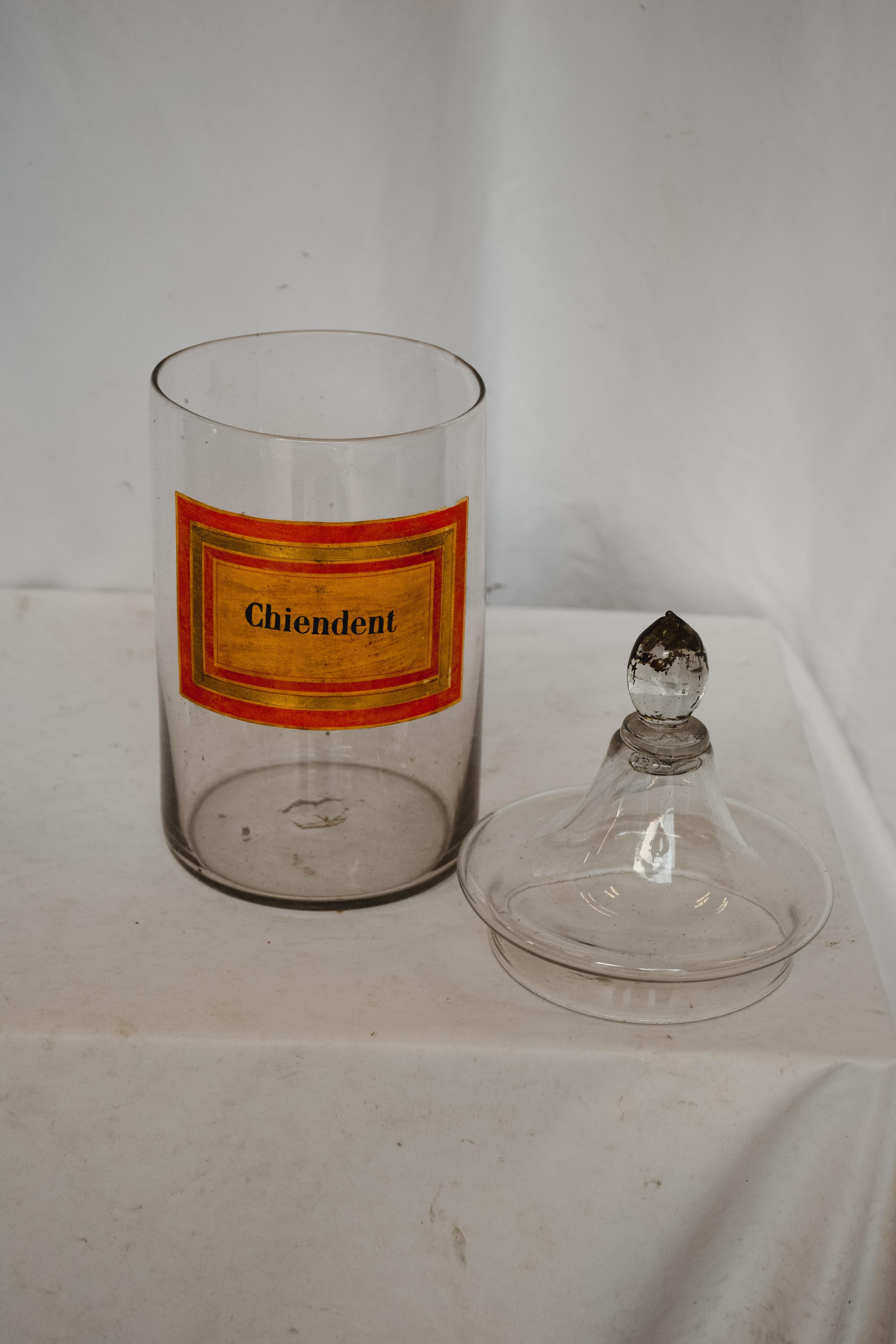 French Apothecary Jar with Lid In Good Condition For Sale In Houston, TX