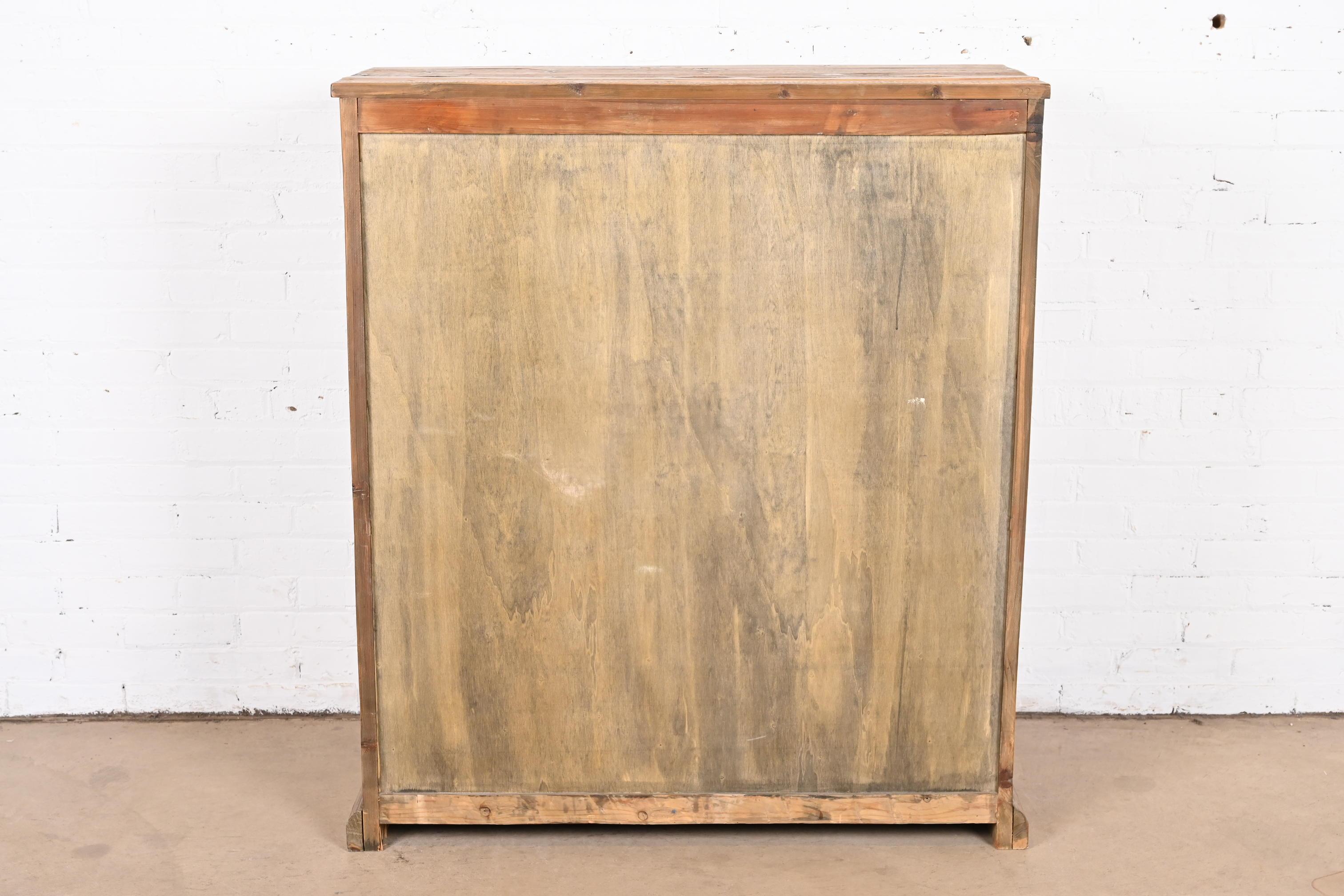 French Apothecary Style Rustic Pine Twelve-Drawer Chest of Drawers 7
