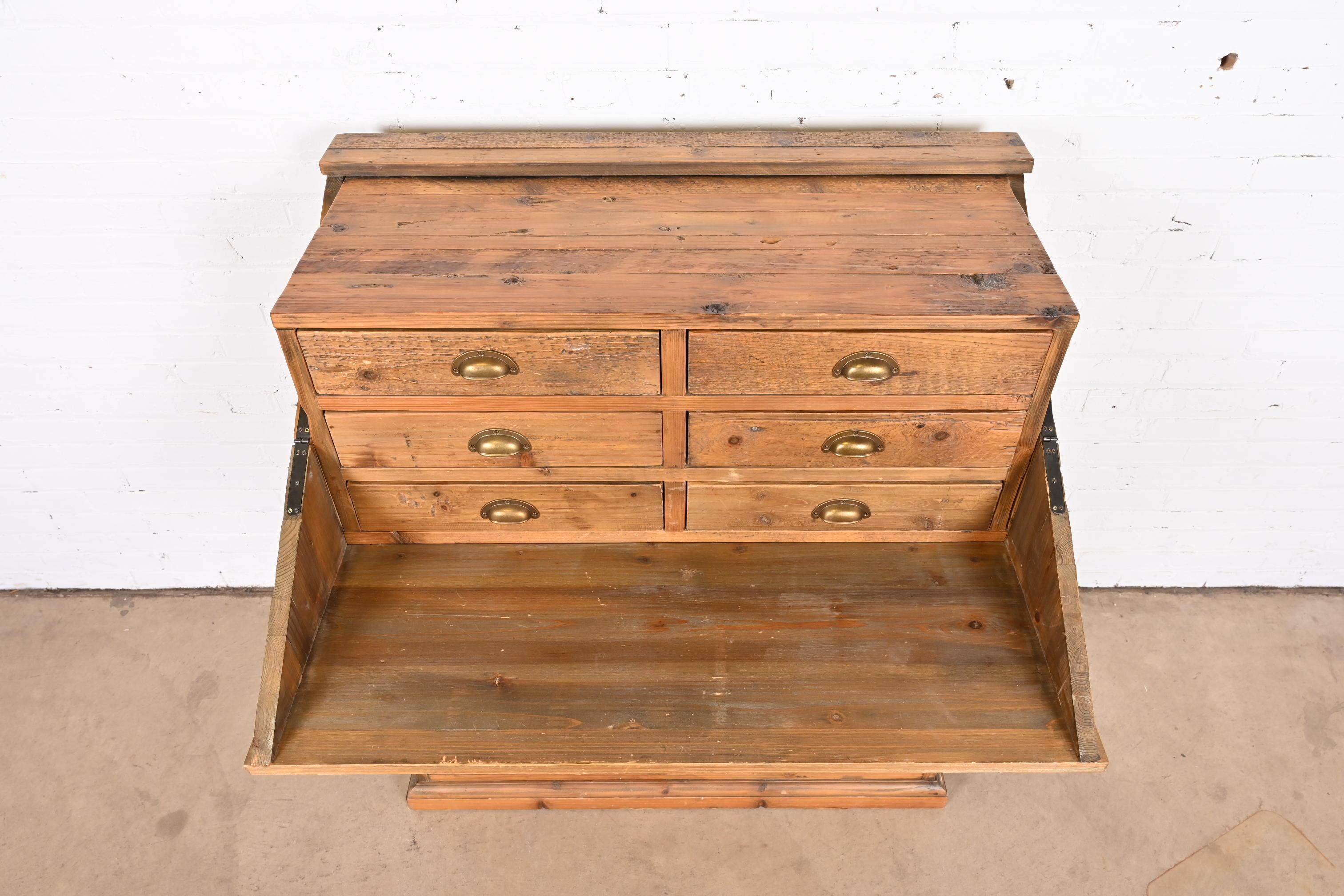 French Apothecary Style Rustic Pine Twelve-Drawer Chest of Drawers For Sale 3