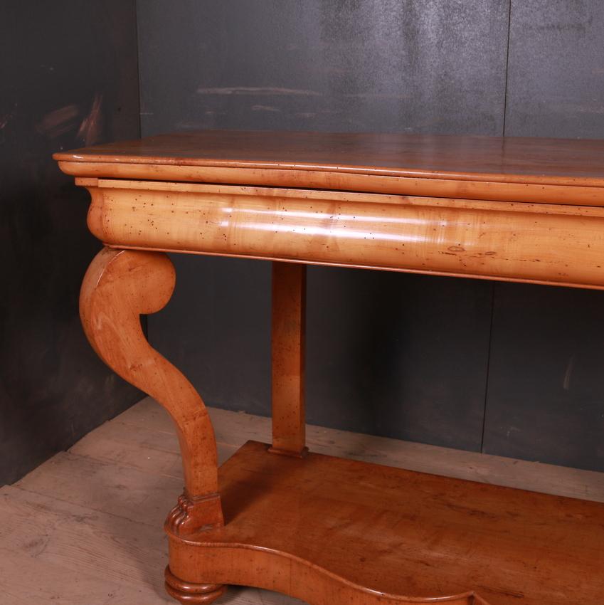 Lovely 19th century French applewood console table. Great color, 1820.

Dimensions:
53 inches (135 cms) wide
22.5 inches (57 cms) deep
33.5 inches (85 cms) high.

 