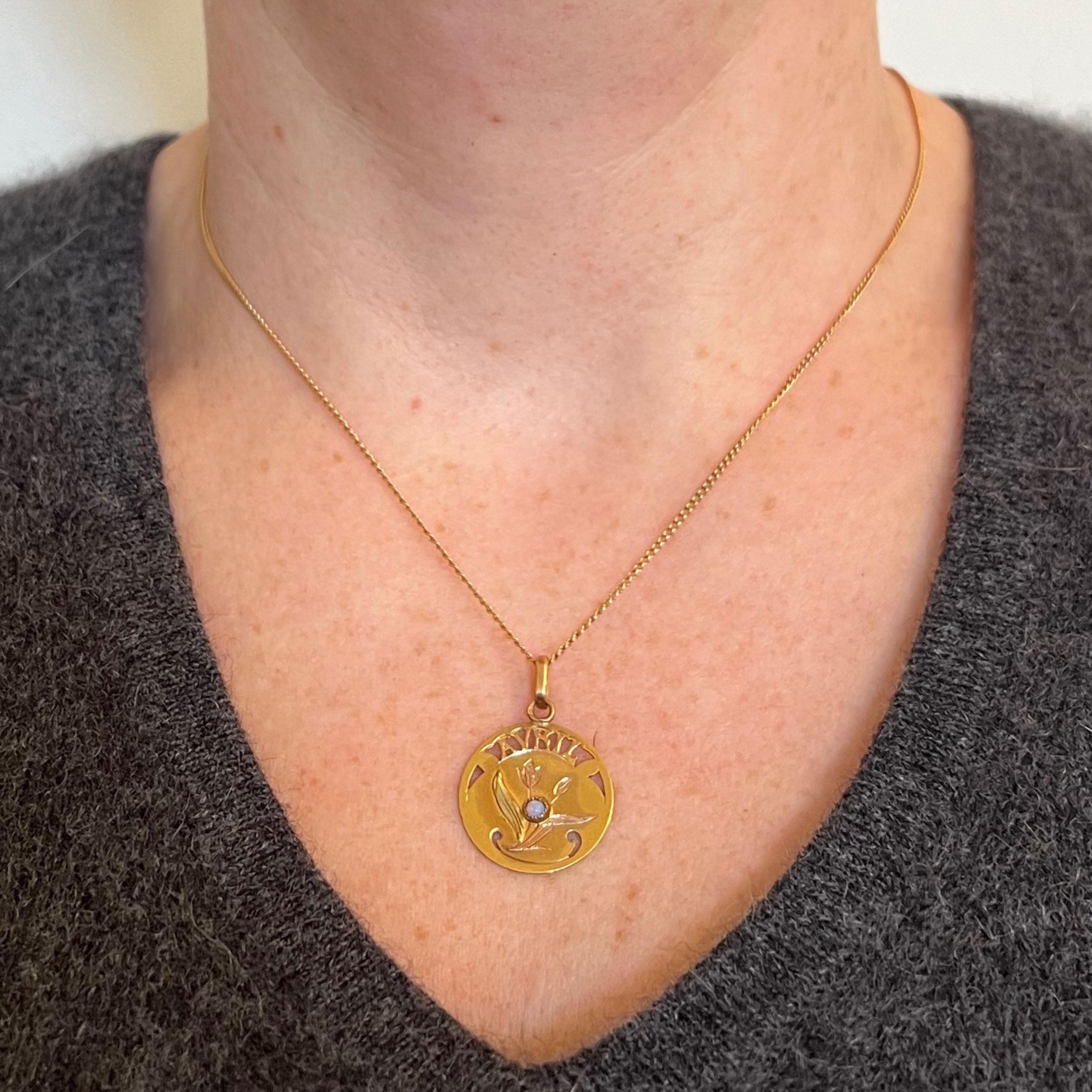 Französischer April 18K Gelb Rose Gold Charm-Anhänger für Damen oder Herren
