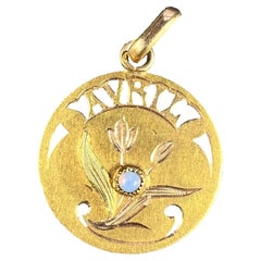 French April 18K Yellow Rose Gold Charm Pendant