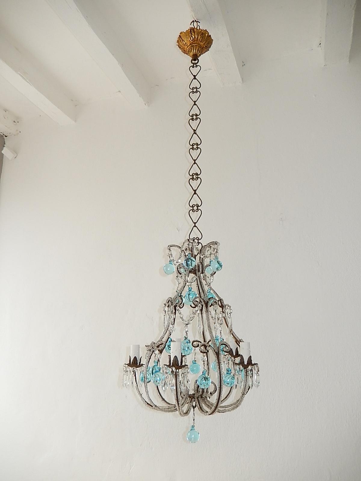 beaded chandelier blue