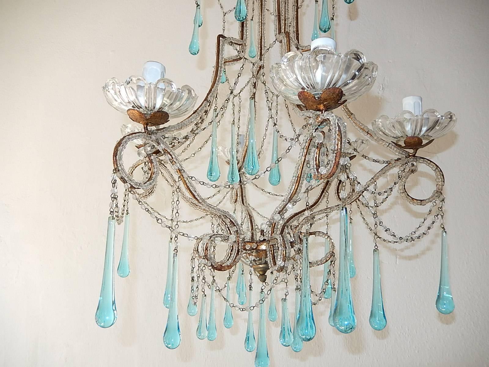 beaded chandelier blue