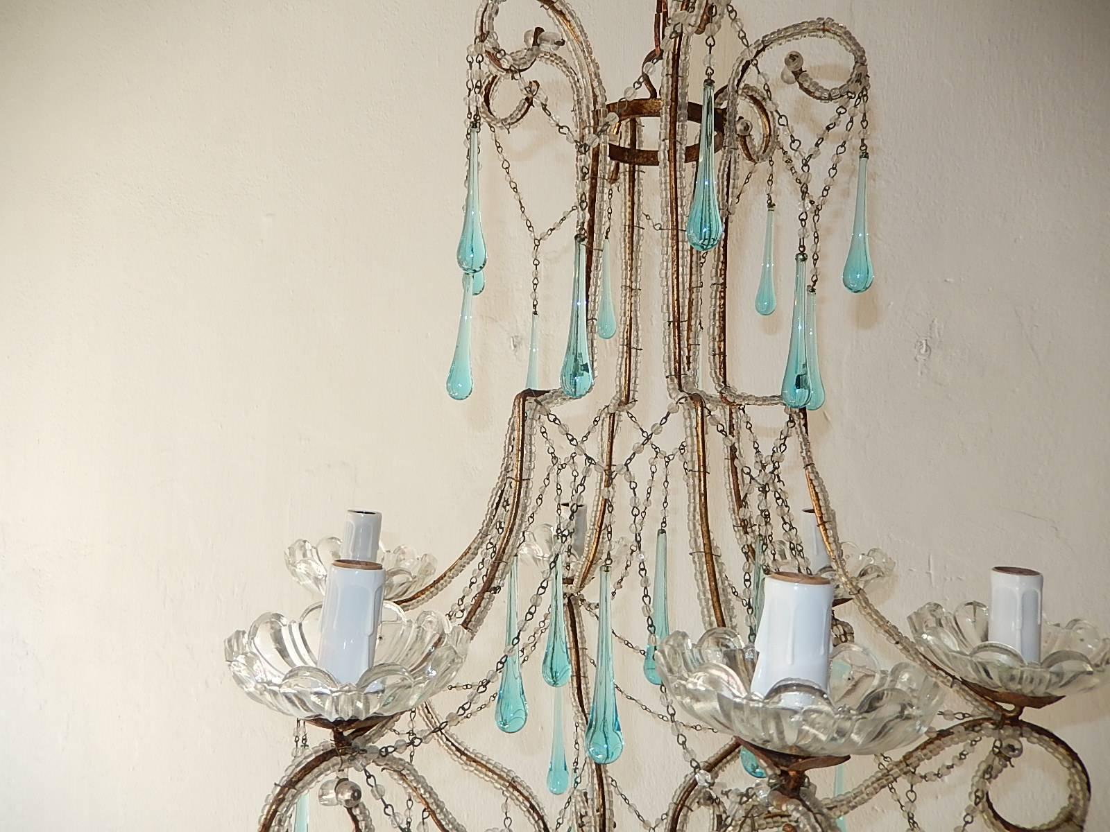 blue bead chandelier