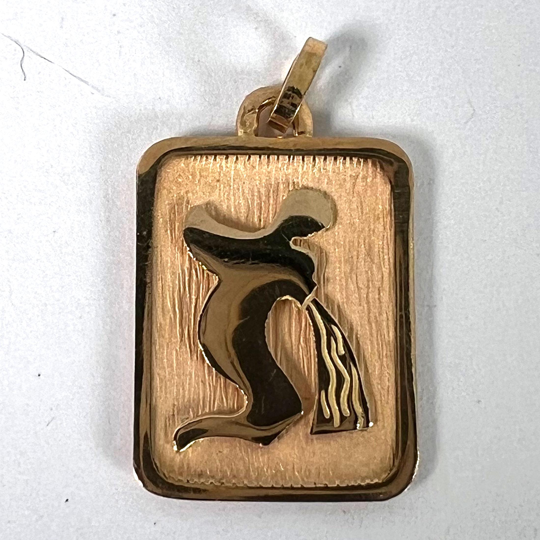 Pendentif médaille à breloques en or jaune 18K signe du Verseau Zodiac en vente 7