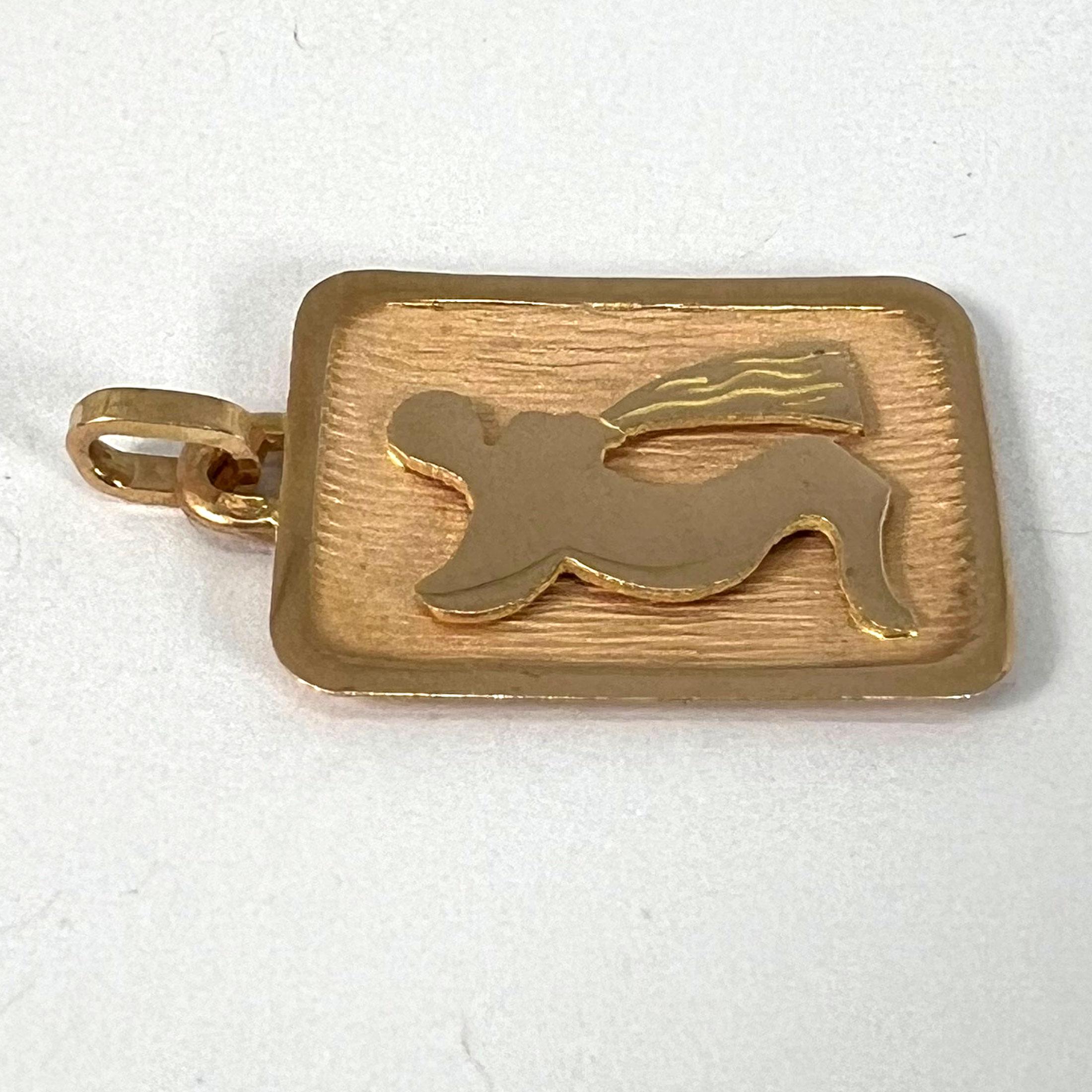 Pendentif médaille à breloques en or jaune 18K signe du Verseau Zodiac en vente 10