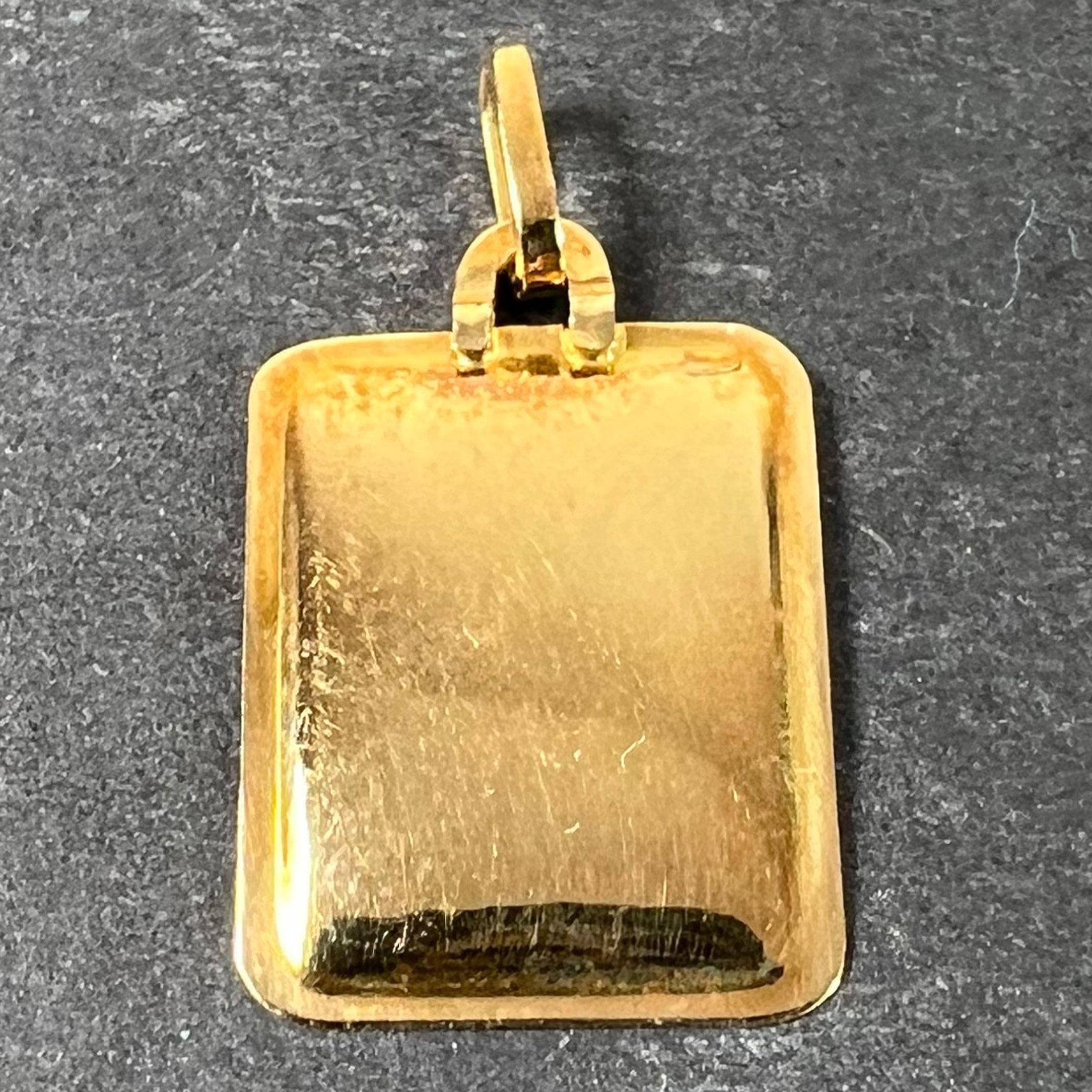 Ciondolo a forma di medaglia con charme in oro giallo 18 carati con segno zodiacale Acquario francese In condizioni buone in vendita a London, GB